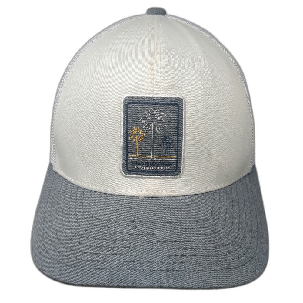 TravisMathew Trucker Hat White One Size Palm Tree Patch Mesh Snapback Golf Cap
